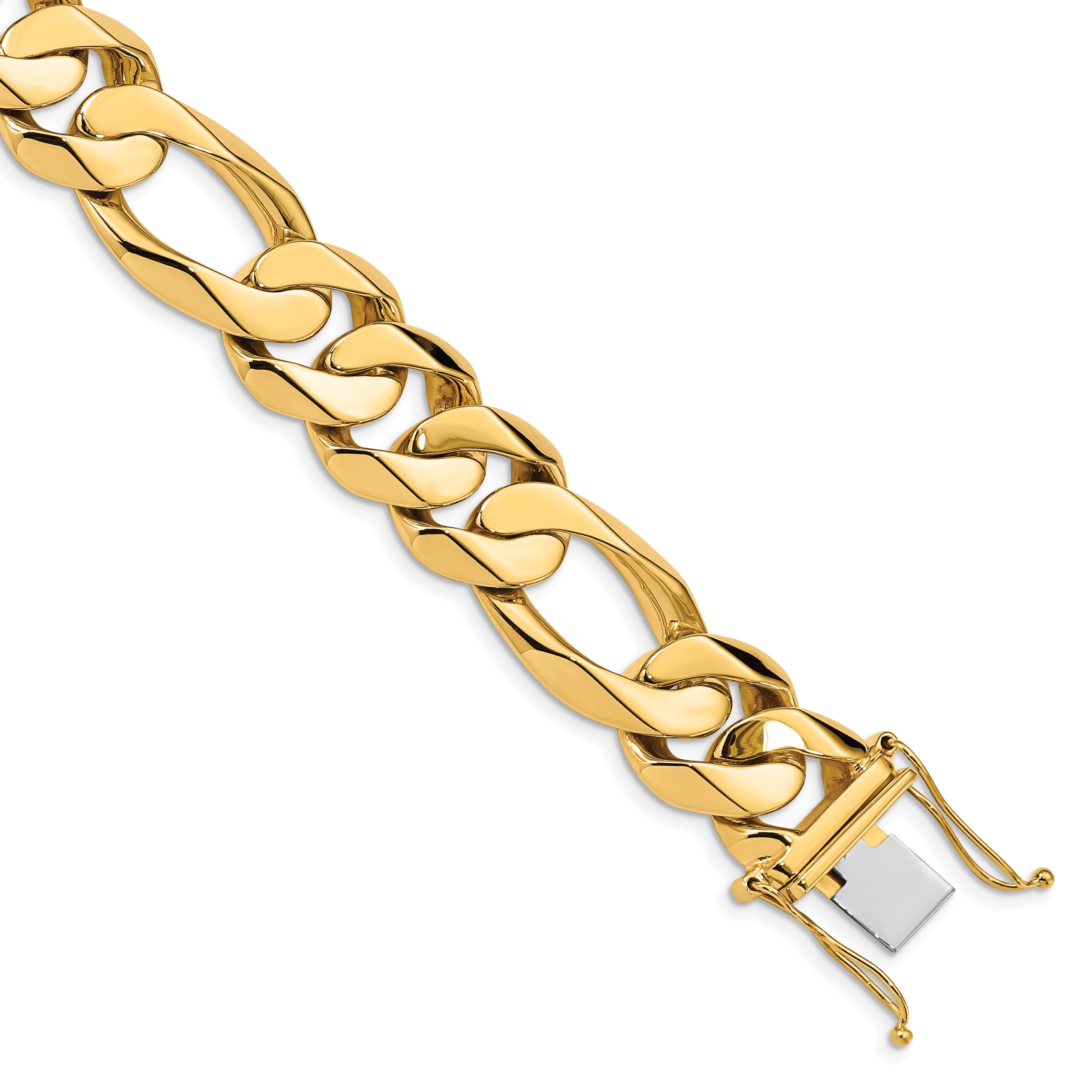 14K 20 inch 15.7mm Heavy Hand Polished Figaro Link with Box Catch Chain LK322