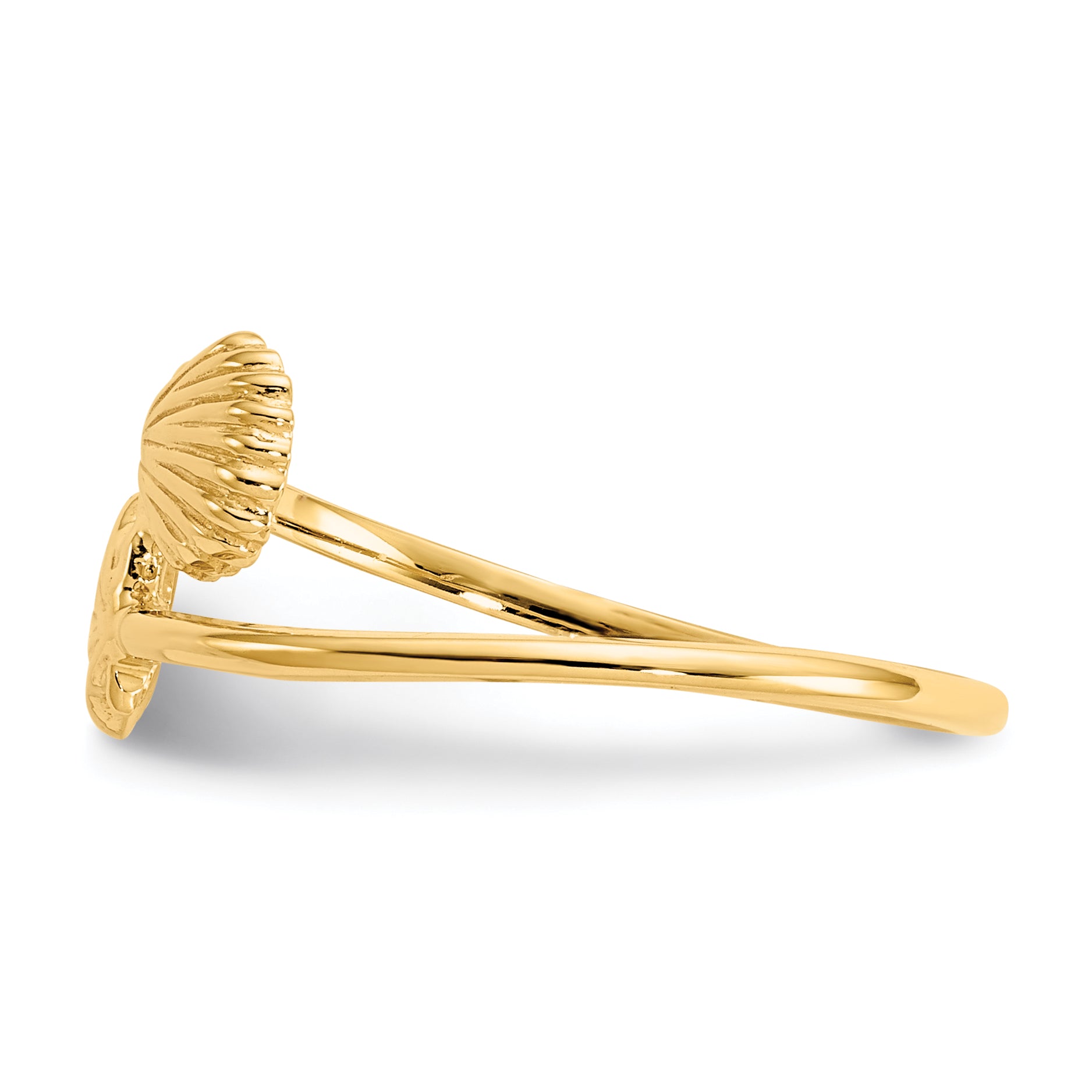 14k Polished Shells Bypass Ring K5758