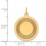 14K HAPPY ANNIVERSARY 20mm Engravable Disc Charm A1953