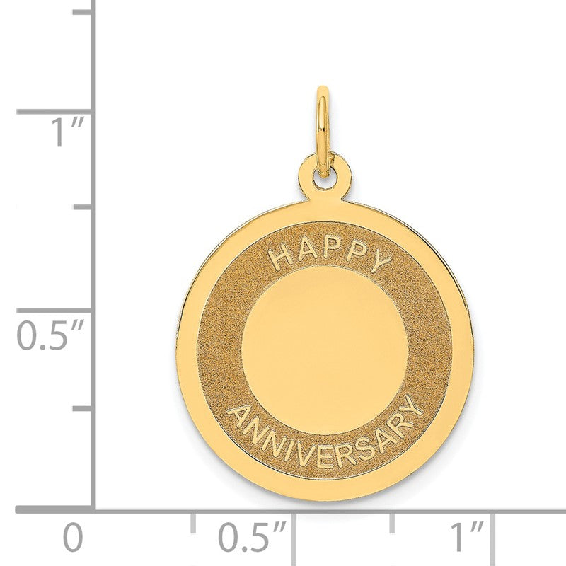 14K HAPPY ANNIVERSARY 20mm Engravable Disc Charm A1953