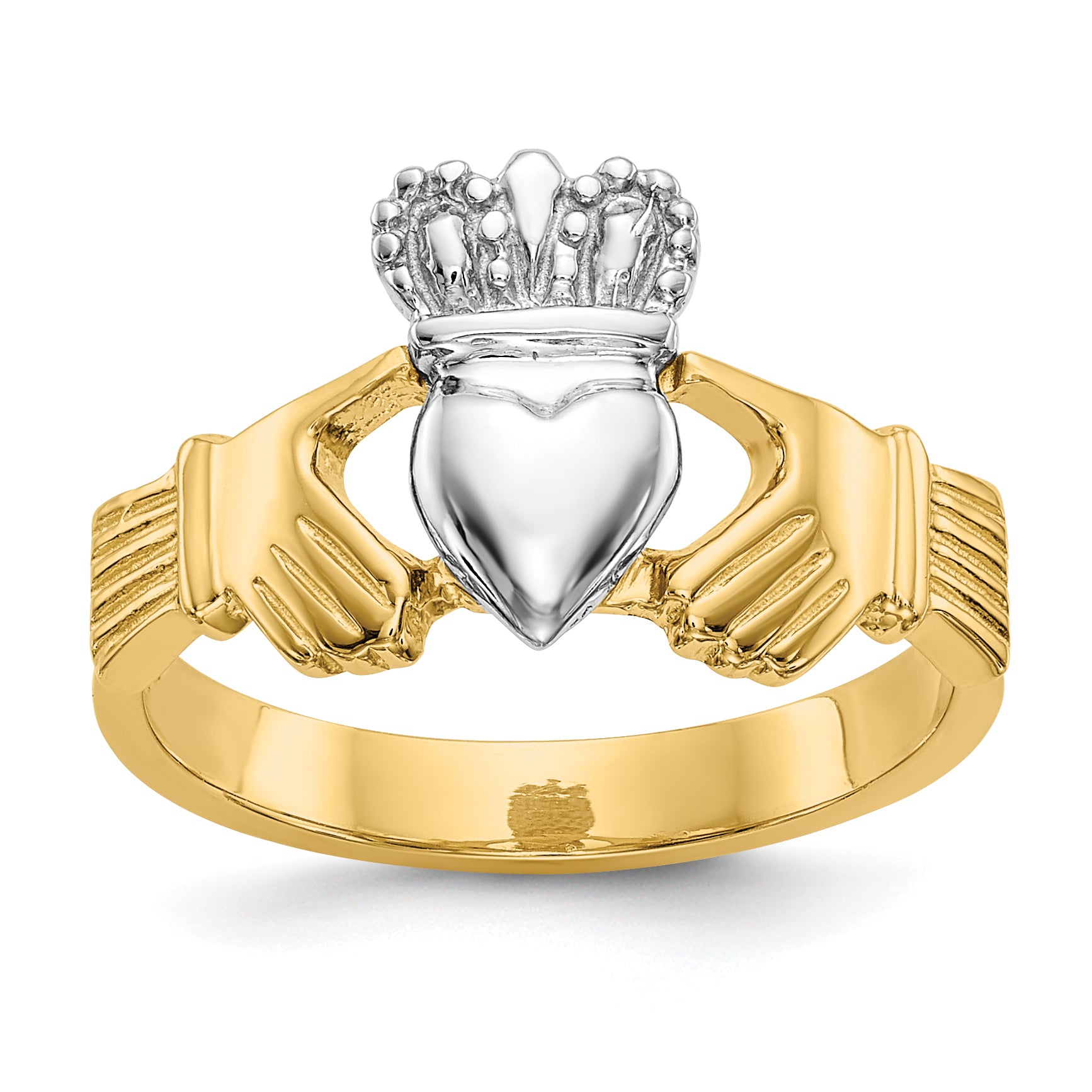 14k Two-tone Polished Claddagh Ring D101