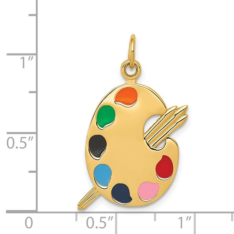 14k Multi-color Enameled Artist Palette Charm A0329