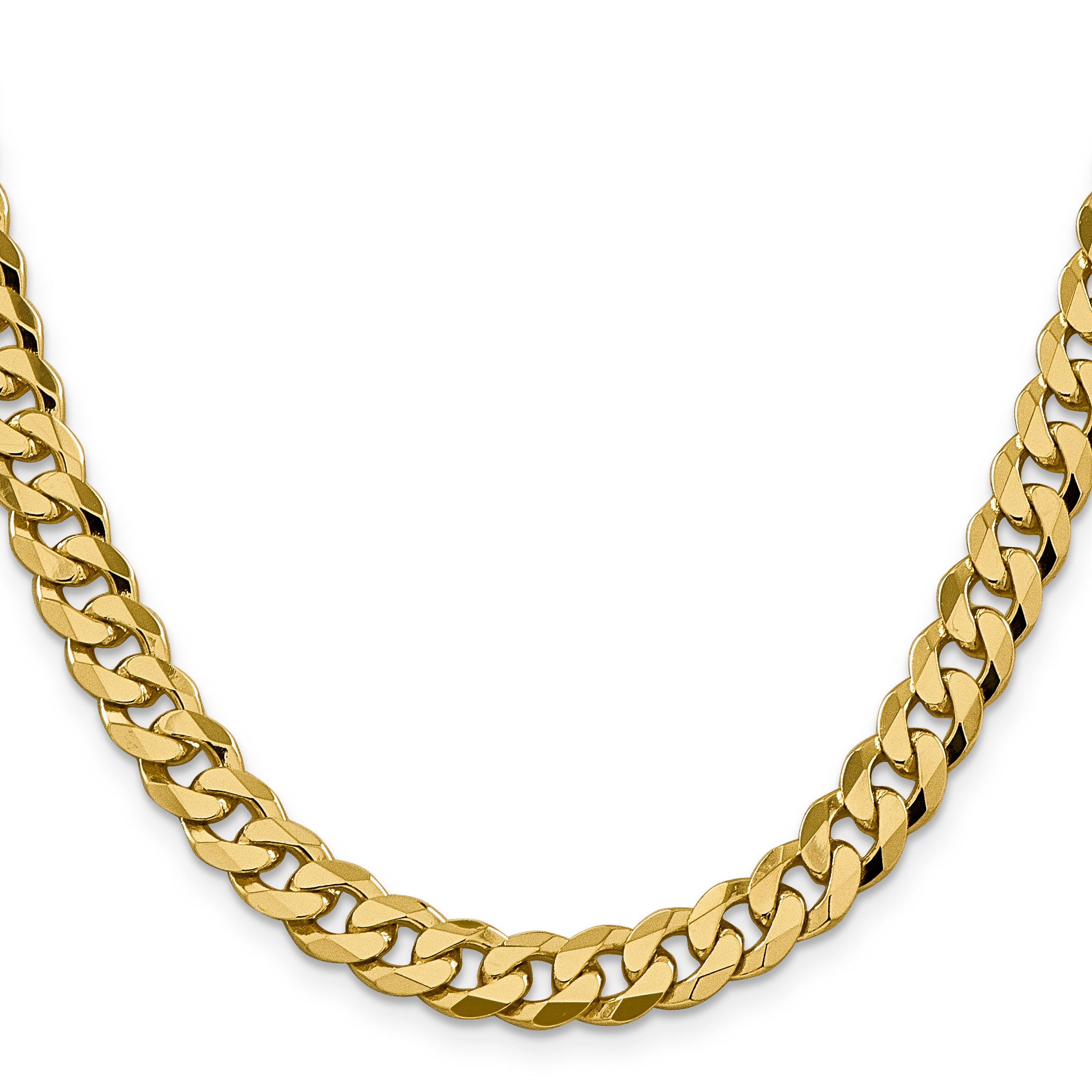 14K 26 inch 8.5mm Flat Beveled Curb with Lobster Clasp Chain FBU220
