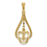 14k Diamond-cut Polished Fleur de Lis Dangle Pendant K5940