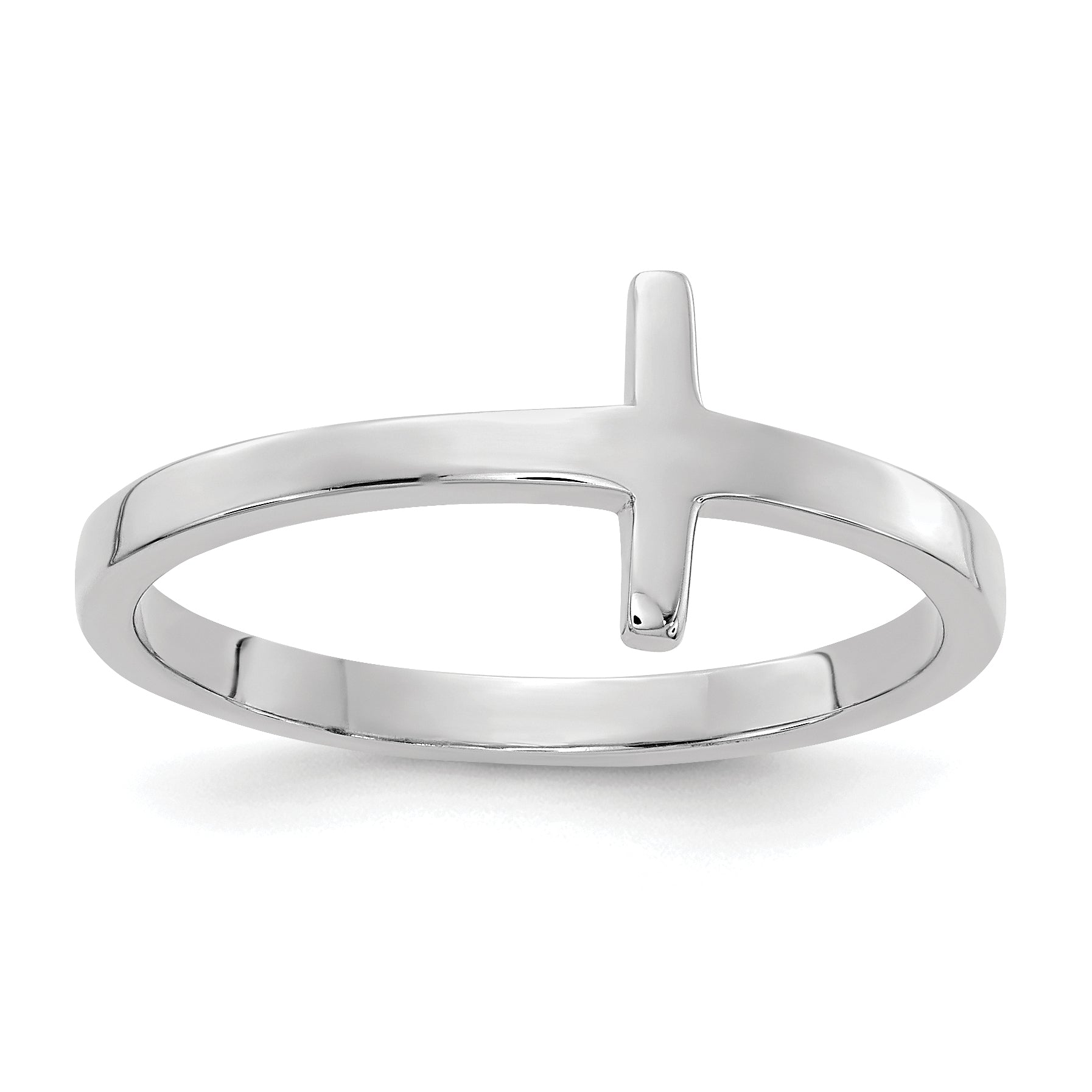 14k White Gold Sideways Cross Ring R1788
