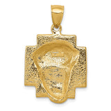 14K Polished Large Jesus Head With Crown Pendant K5584