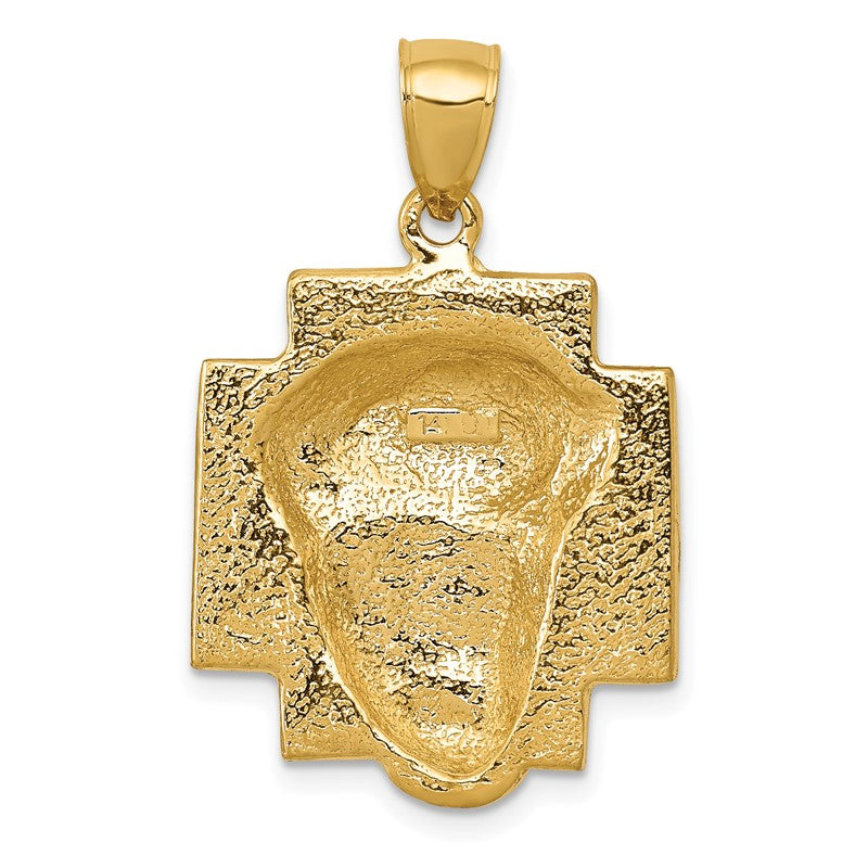 14K Polished Large Jesus Head With Crown Pendant K5584