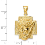 14K Polished Large Jesus Head With Crown Pendant K5584
