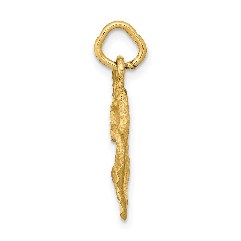 14K Polished and Textured Double Heart Pendant C308