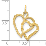 14K Polished and Textured Double Heart Pendant C308