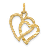 14K Polished and Textured Double Heart Pendant C308