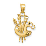 14K Diamond-cut Artists Paint Palette Pendant C4757