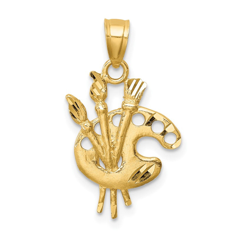 14K Diamond-cut Artists Paint Palette Pendant C4757