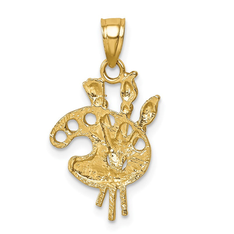14K Diamond-cut Artists Paint Palette Pendant C4757