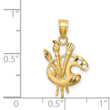 14K Diamond-cut Artists Paint Palette Pendant C4757