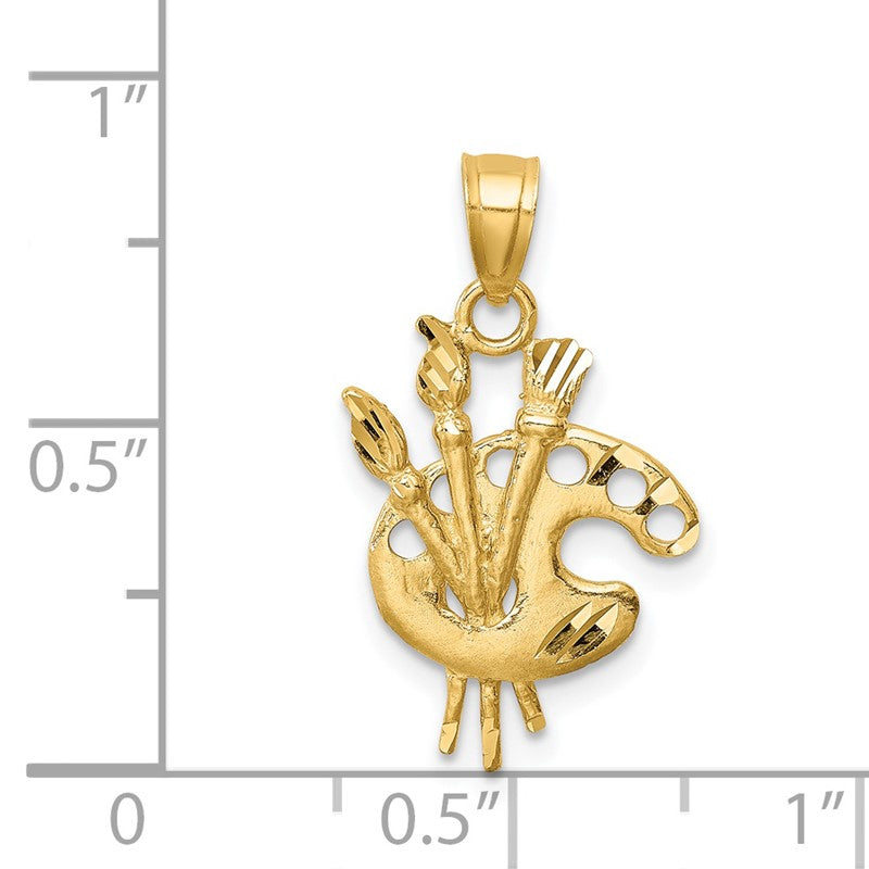 14K Diamond-cut Artists Paint Palette Pendant C4757