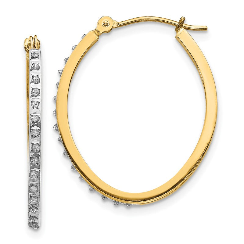 14k Diamond Fascination Diamond Dust/Accent 2x26mm Oval Hoop Earrings DF124