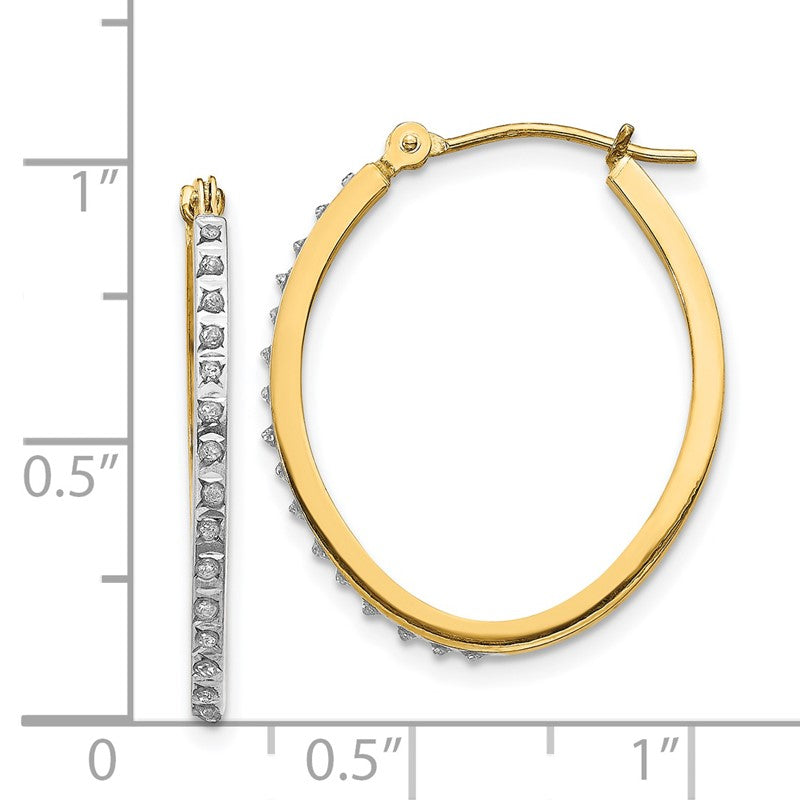 14k Diamond Fascination Diamond Dust/Accent 2x26mm Oval Hoop Earrings DF124