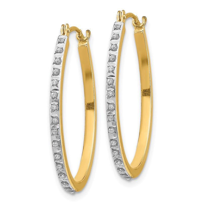 14k Diamond Fascination Diamond Dust/Accent 2x26mm Oval Hoop Earrings DF124
