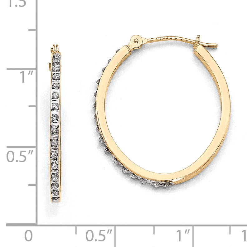 14k Diamond Fascination Diamond Dust/Accent 2x26mm Oval Hoop Earrings DF124