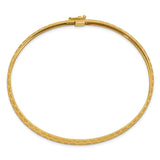 14k Satin Hexagonal Design Diamond-cut 6.50mm Flexible Oval Bangle Bracelet DB699