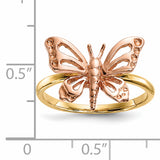 14k Two-tone Polished Butterfly Ring R628