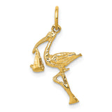 14k Solid 3-D Stork Charm A7101