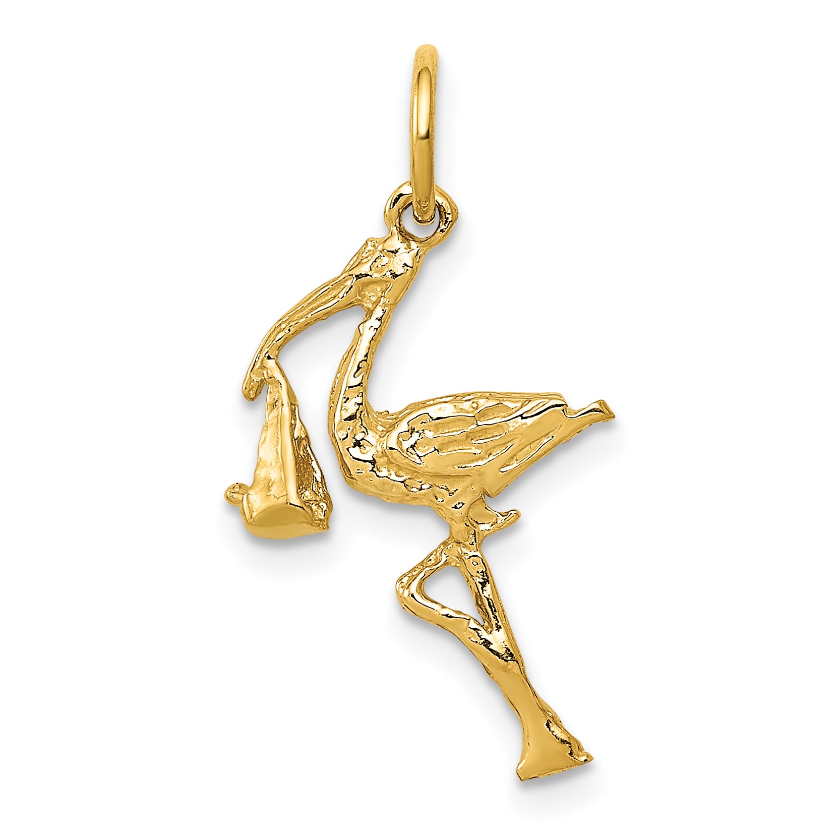 14k Solid 3-D Stork Charm A7101