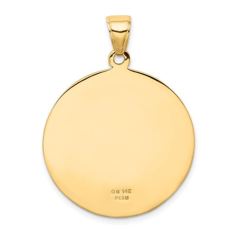 14k Polished Large Saint Christopher Medal Round Pendant M1487