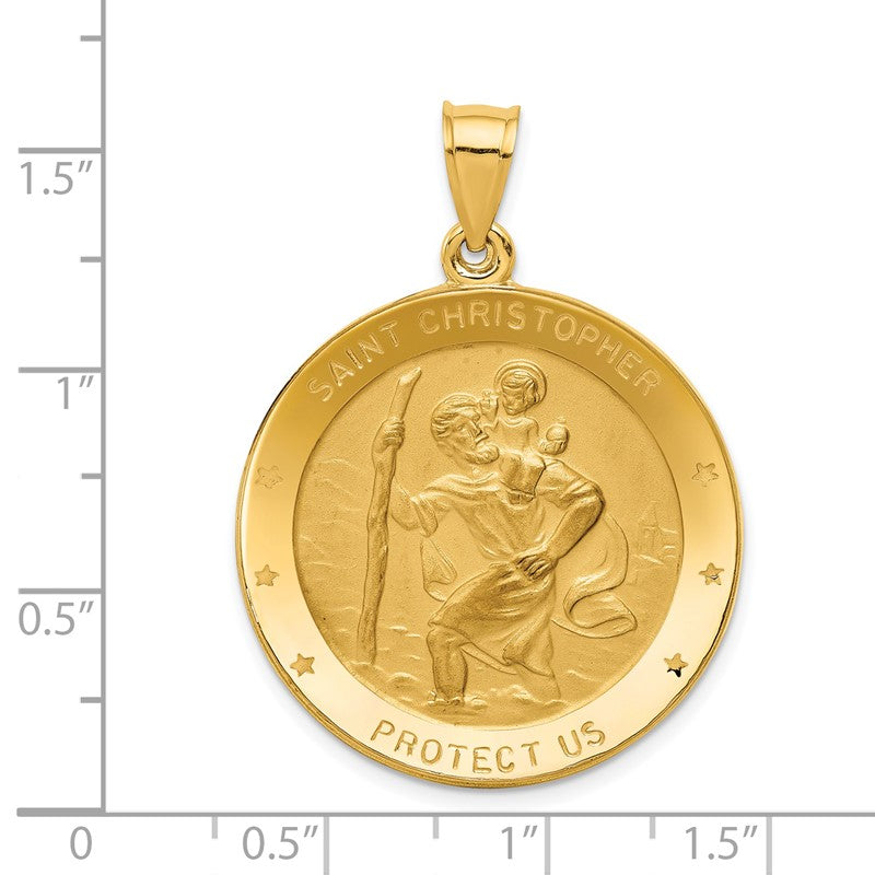 14k Polished Large Saint Christopher Medal Round Pendant M1487