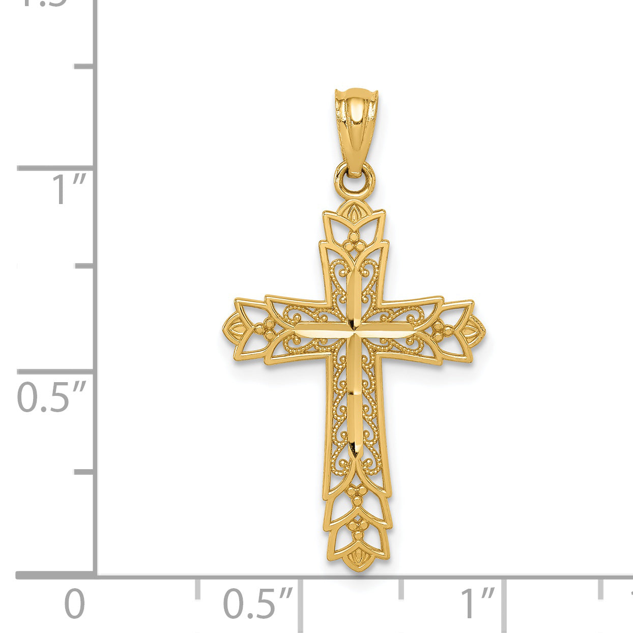 14k Polished Filigree Reversible Cross Pendant K5504