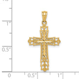 14k Polished Filigree Reversible Cross Pendant K5504