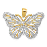 14k and White Rhodium Filigree Butterfly Pendant K4834