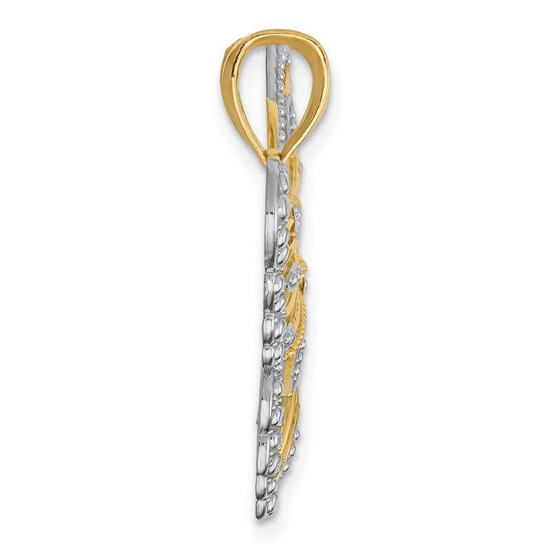 14k and White Rhodium Filigree Butterfly Pendant K4834