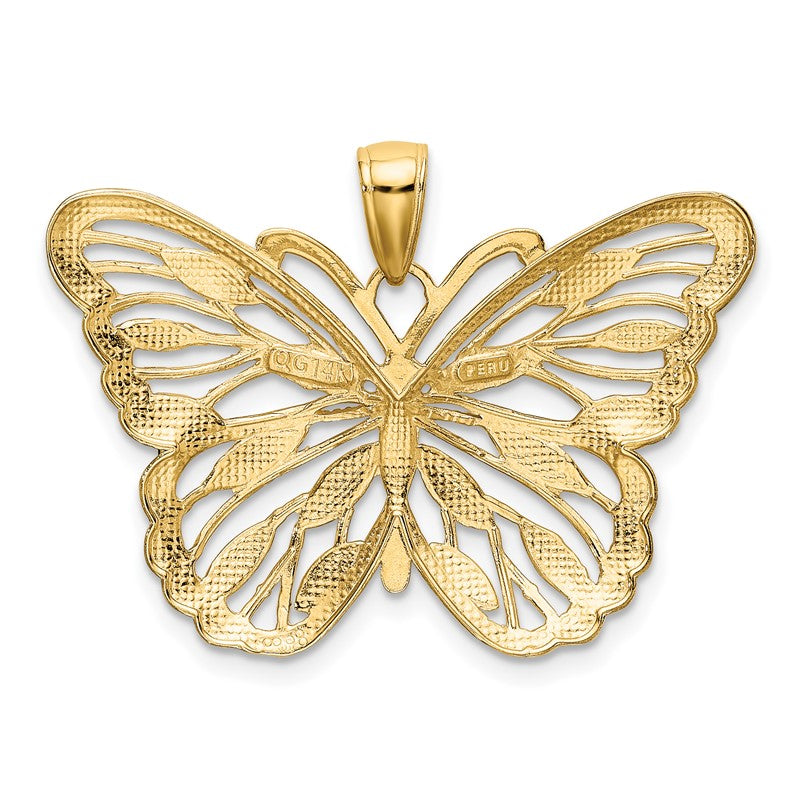 14k and White Rhodium Filigree Butterfly Pendant K4834