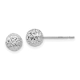 14K White Gold 6mm Diamond-cut Puffed Ball Post Earrings TL908