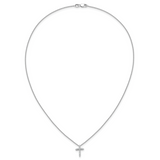 14k White Gold 1/4 carat Diamond Cross Pendant 18 inch Necklace PM1000