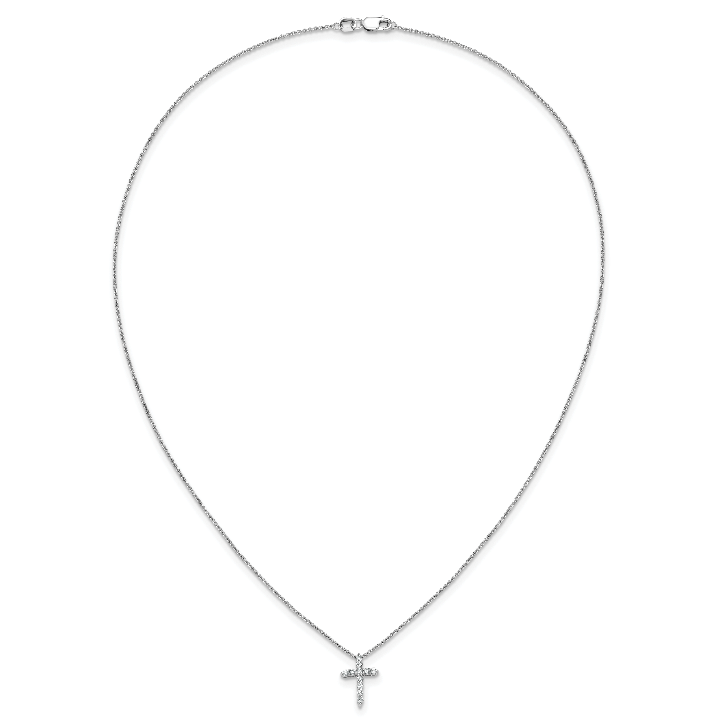 14k White Gold 1/4 carat Diamond Cross Pendant 18 inch Necklace PM1000
