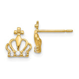 14k Madi K CZ Crown Childrens Post Earrings GK819