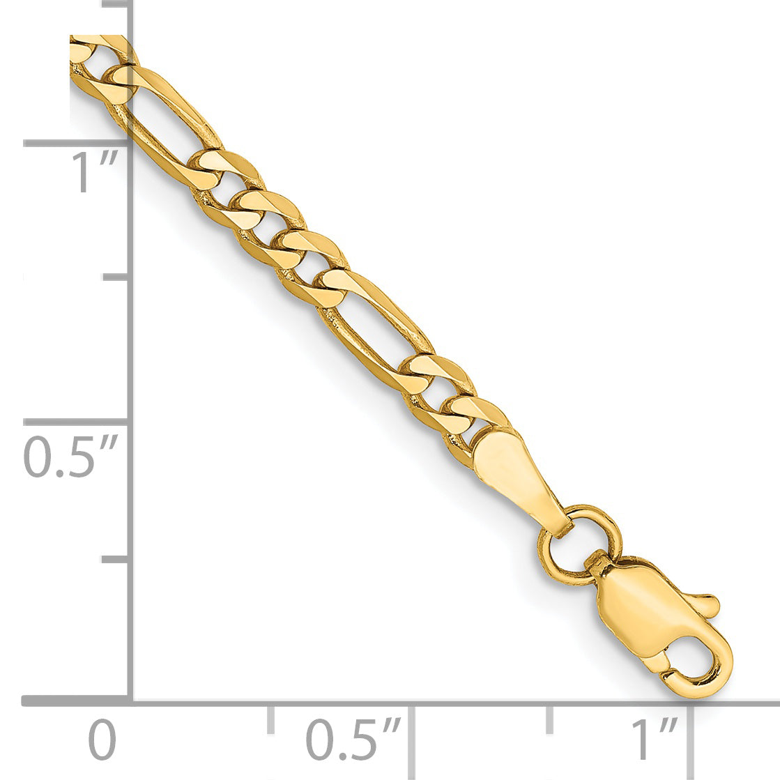 14K 26 inch 3mm Flat Figaro with Lobster Clasp Chain FFL080