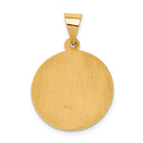 14k Polished and Satin Hollow St Raphael Medal Round Pendant XR1383