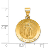 14k Polished and Satin Hollow St Raphael Medal Round Pendant XR1383