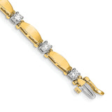 14k Two-tone Complete 1.87 carat Round AA Diamond Curved Bar Link 7 inch Tennis Bracelet X2362AA