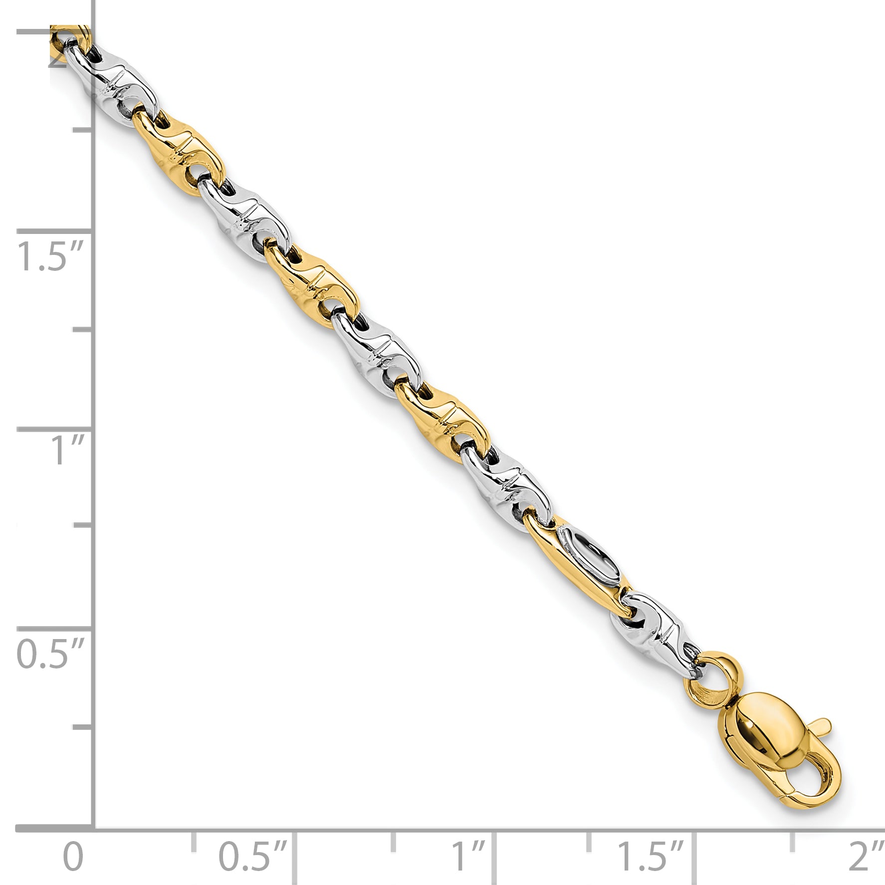 14K Two-tone Polished Fancy Link 7.5 inch Bracelet SF2598