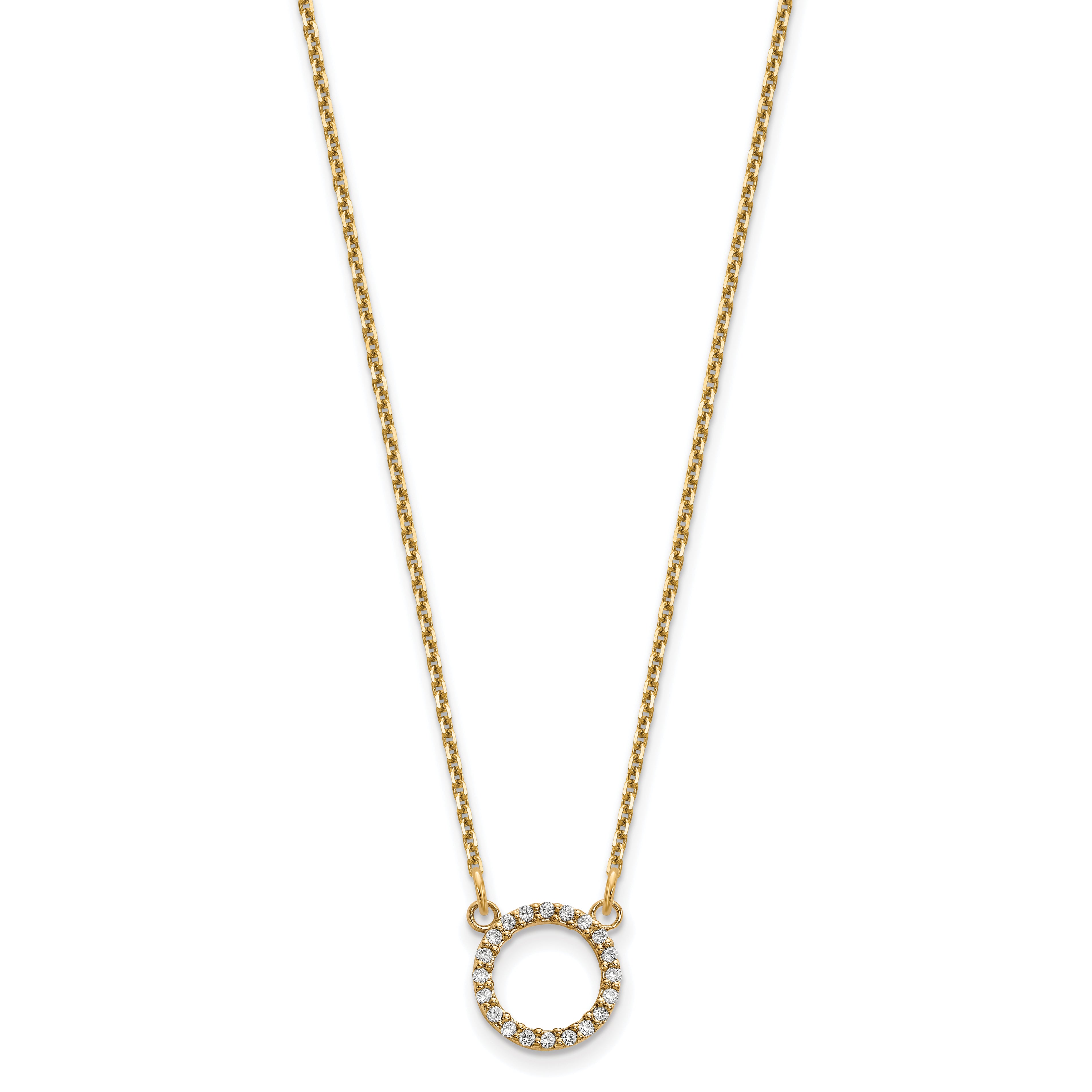 14k Polished 1/15 carat A Diamond Open Circle 18 inch Necklace XP5027A