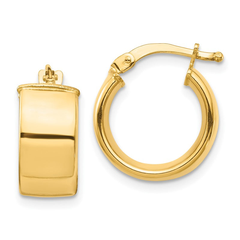 14k 7x14mm High Polished Tube Hoop Earrings TF1411