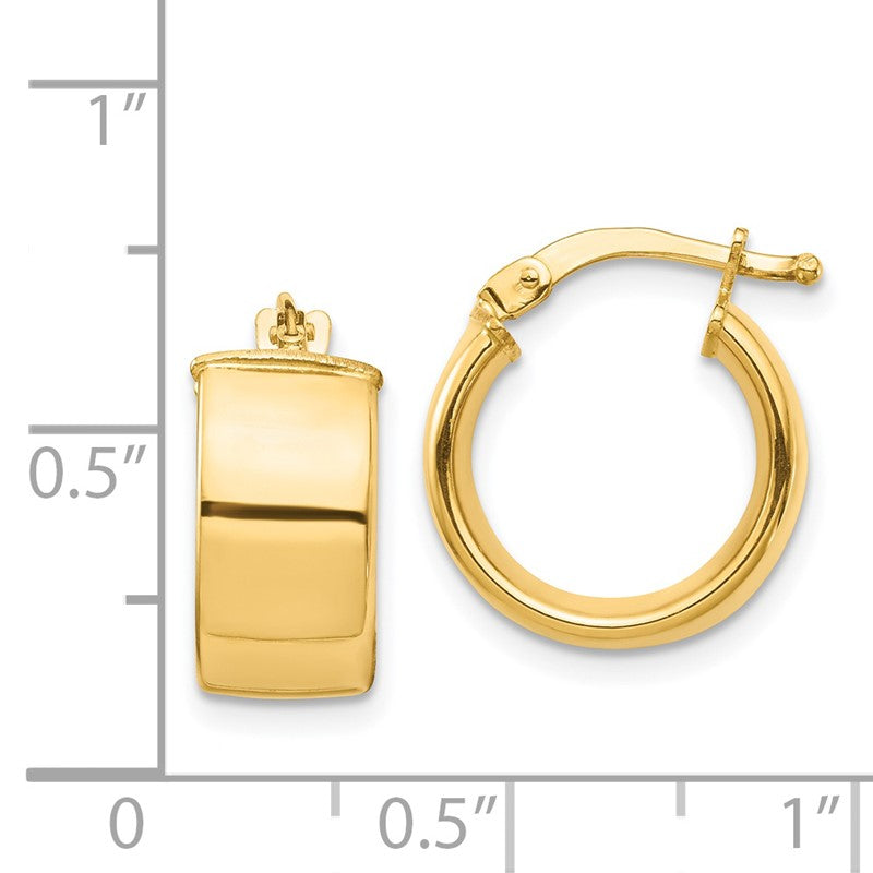 14k 7x14mm High Polished Tube Hoop Earrings TF1411