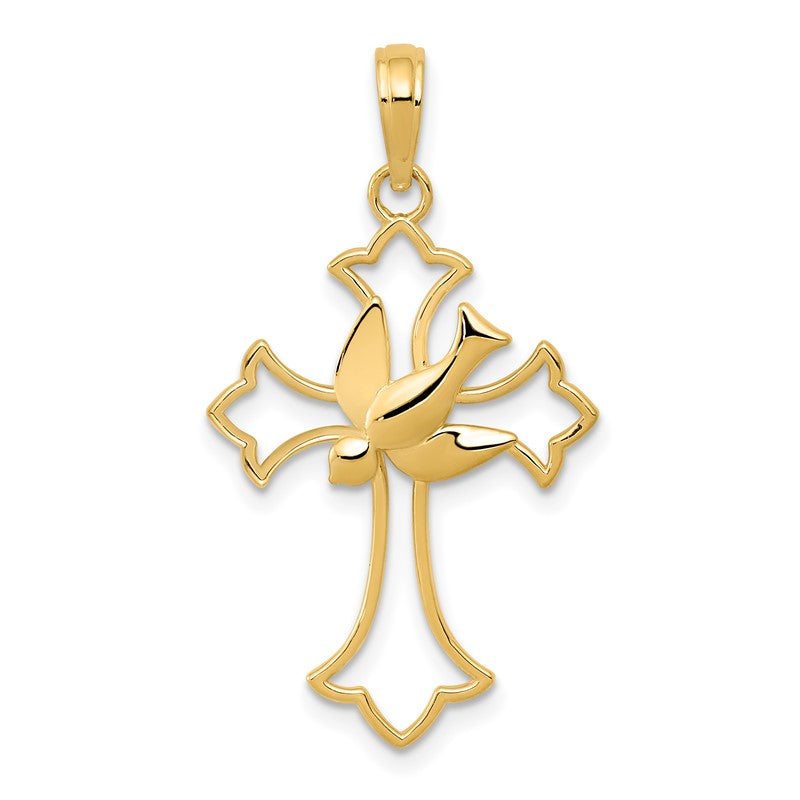 14k Dove Cross Pendant M1382