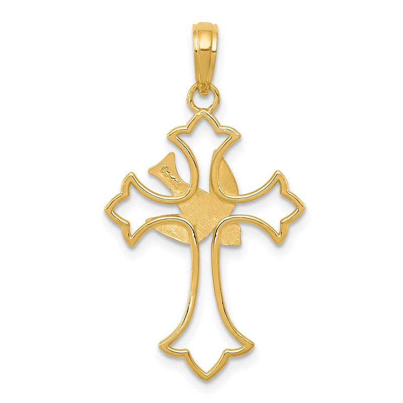 14k Dove Cross Pendant M1382
