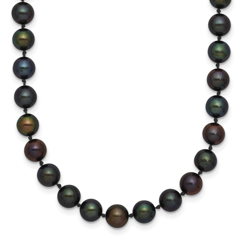 14k 5-6mm Black Near-Round Freshwater Cultured Pearl 16 inch Necklace BPN050